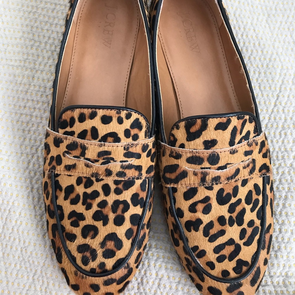 Jcrew calf hair leopard loafer size 9